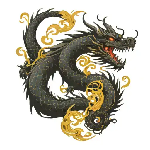 The dragon spins around itself and creates a chakra sign while sucking food tattoo design idea