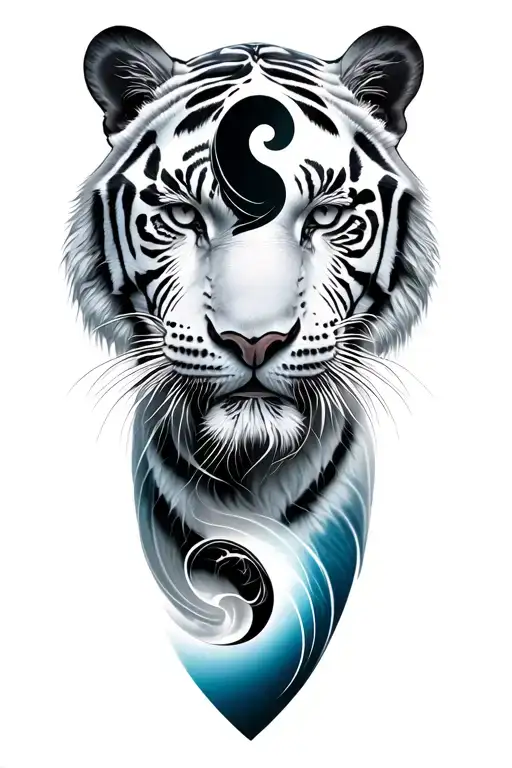 white tiger intertwined yin-yang tattoo design idea