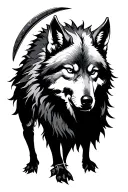 a viking with a wolf silhouette tattoo design idea