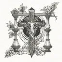 Jesus or a cross black panther hourglass the word sonder and the words the price you pay across bottom tattoo design idea