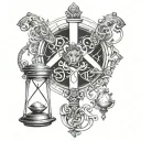 Jesus or a cross black panther hourglass the word sonder and the words the price you pay across bottom tattoo design idea