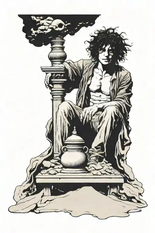 sandman neil gaiman letting sand fall tattoo design idea