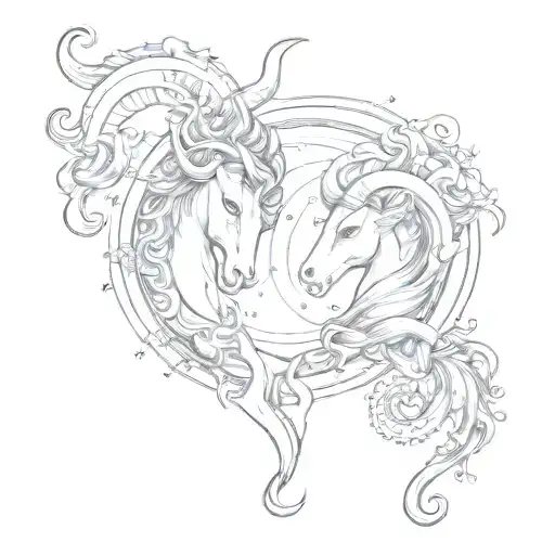 matching capricorn and aries  tattoo design idea