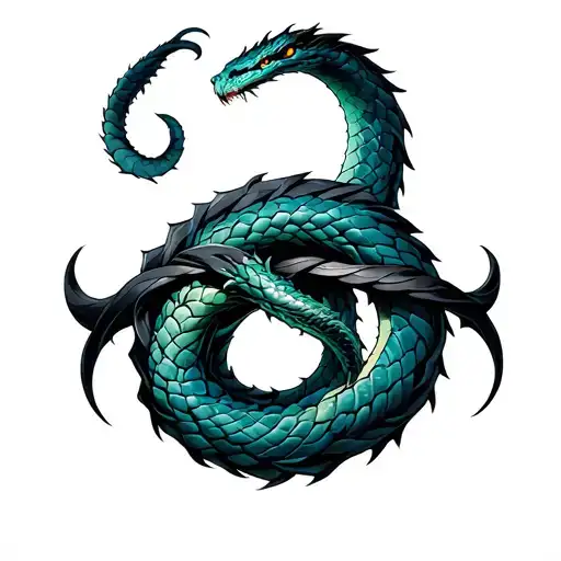jormungandr. thick black bands. interlocked runes inside the knot tattoo design idea