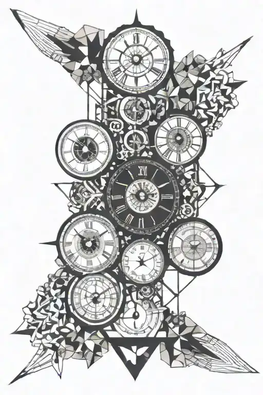 3 clock past clock present clock future separate tattoo design idea