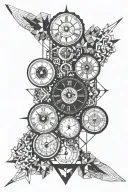 3 clock past clock present clock future separate tattoo design idea