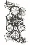 3 clock past clock present clock future separate tattoo design idea