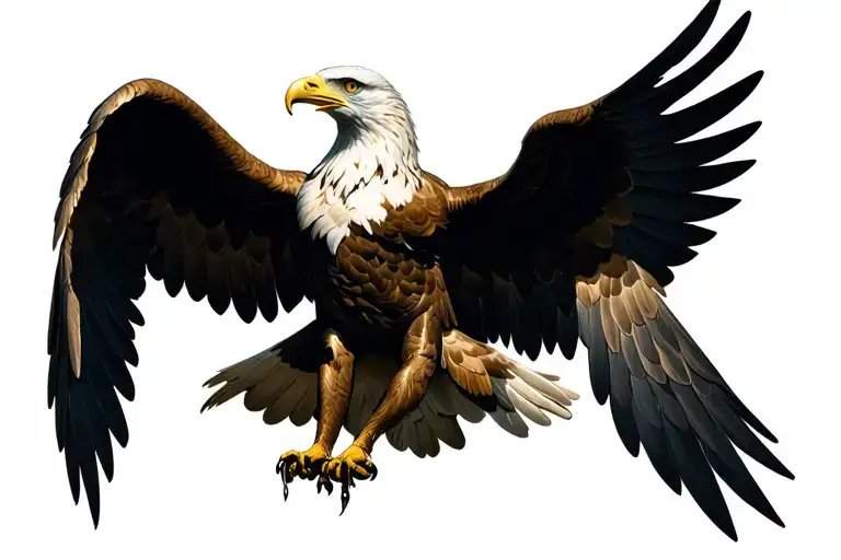 Roman eagle with wings outstretched Hyperrealistic tattoo design idea