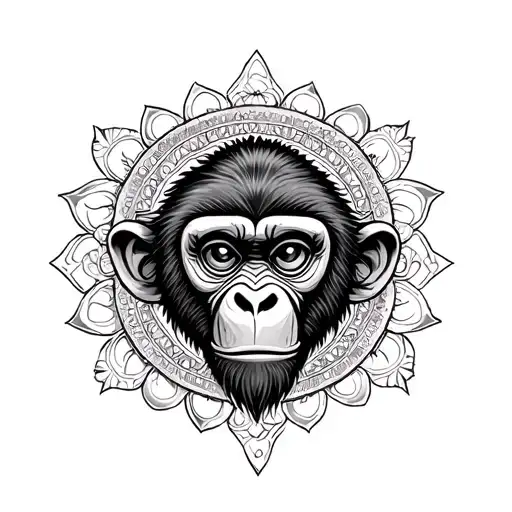 gemini monkey mandala design incorporating elements tattoo design idea