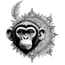 gemini monkey mandala design incorporating elements tattoo design idea