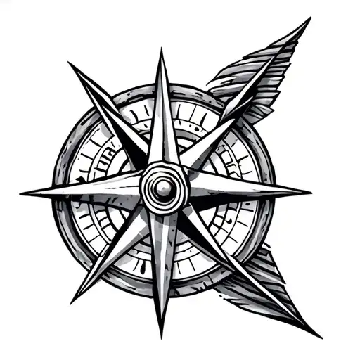 arrow with Nautical compass  tattoo design idea