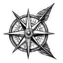 arrow with Nautical compass  tattoo design idea