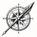 arrow with Nautical compass  tattoo design idea