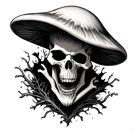 ego death mushroom reaper tattoo design idea