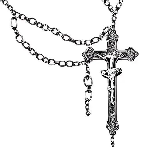 rosary with chain links tattoo design idea