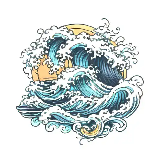 waves crashing tattoo design idea