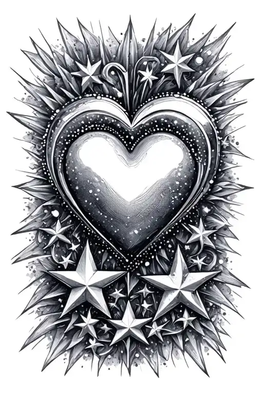 chrome heart stars minimalis style tattoo tattoo design idea
