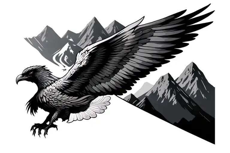 garuda Infront of a mountain tattoo design idea