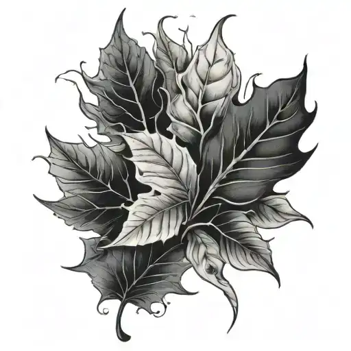 witchy autum leaves tattoo design idea