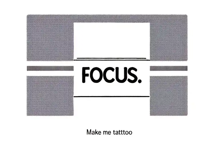 "Focus" Make me a minimal wrist tattoo with just word "Focus". Focus written horizontally on wrist with symbol meaning focus. tattoo design idea