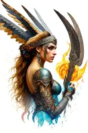 valkyrie warrior woman tattoo design idea