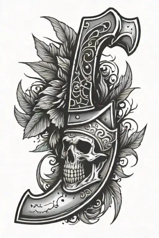 hatchet tattoo design idea