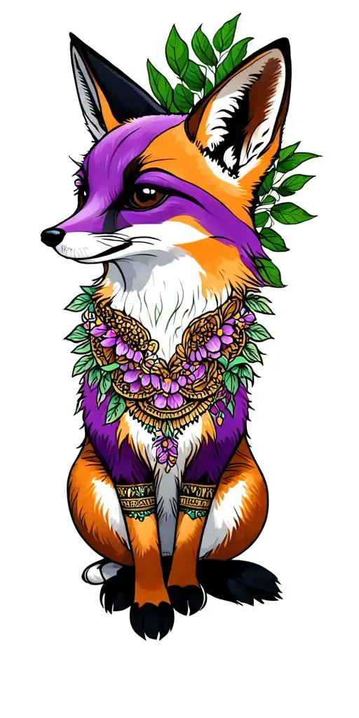purple fennec fox sitting tattoo design idea
