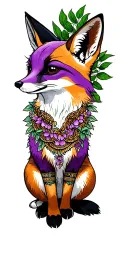 purple fennec fox sitting tattoo design idea