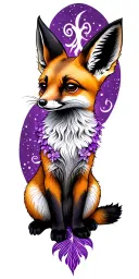 purple fennec fox sitting tattoo design idea