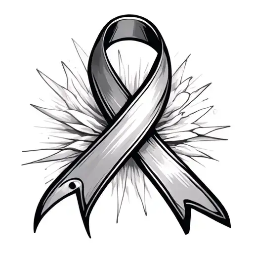 breast cancer ribbon being cut by fancy scissors cutting tattoo design idea