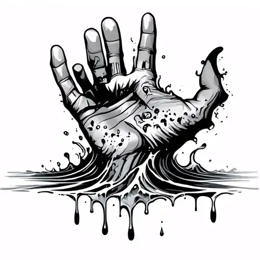 Wrist / Cuff: crashing stylized waves + dripping water damage, withMold spores creeping upward.Lower Forearm: hazmat w tattoo design idea