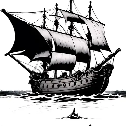 pirate ship cross davy jones tattoo design idea