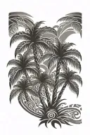 2 tribal patterned palm tree tattoo design idea