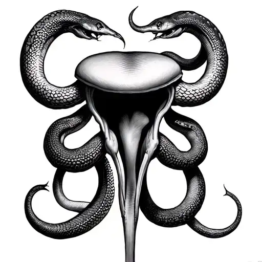 uterus with snakes as fallopian tubes attacking the womb tattoo design idea