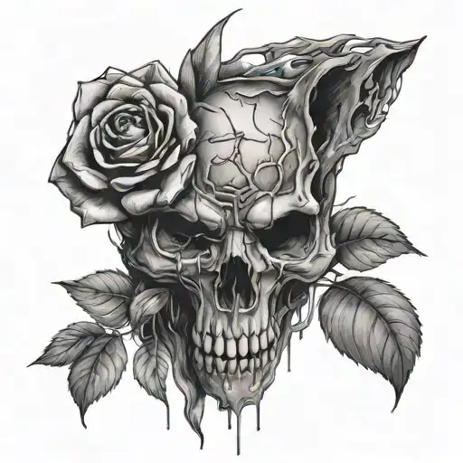 Wolfskull roses gothic Thelastofus tattoo design idea