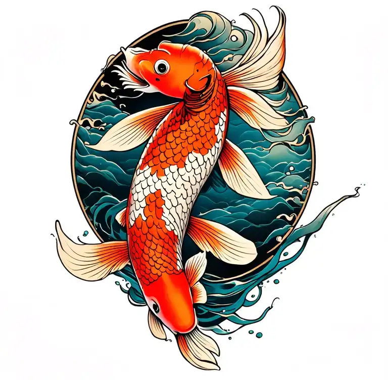 Strength In Japanese koi fish tattoo design idea