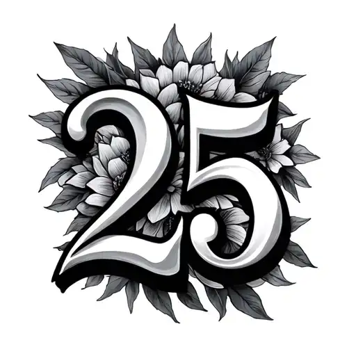the number 25 tattoo design idea