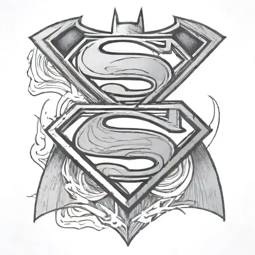 Batman logo and Superman mix tattoo design idea