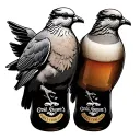 dove pair beer bottle tattoo design idea