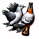 dove pair beer bottle tattoo design idea