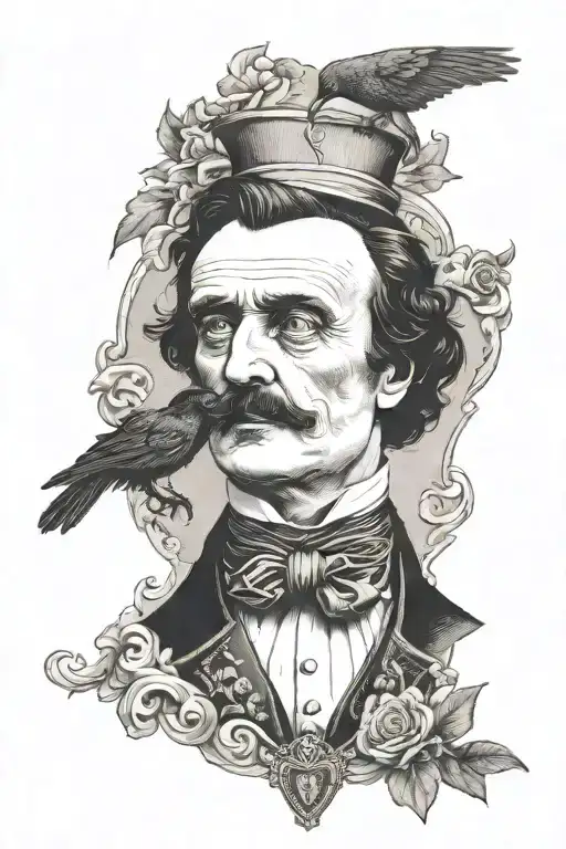 edgar alan poe themed arm tattoo tattoo design idea