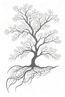 Tree growing roots tattoo design idea