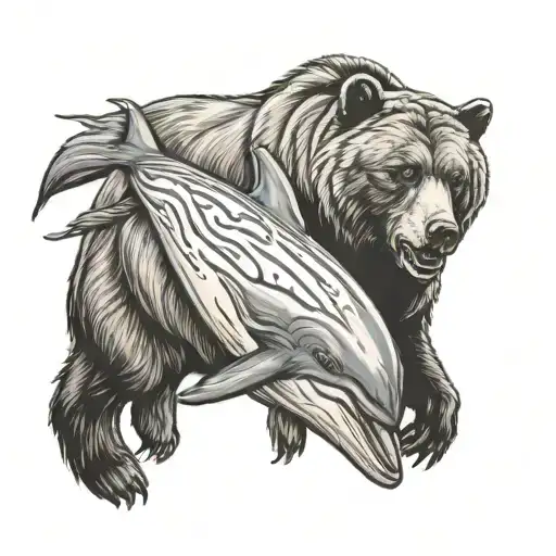 dolphin and grizzly bear   tattoo design idea