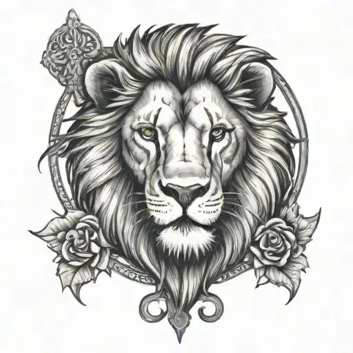 lion and cross tattoo tattoo design idea
