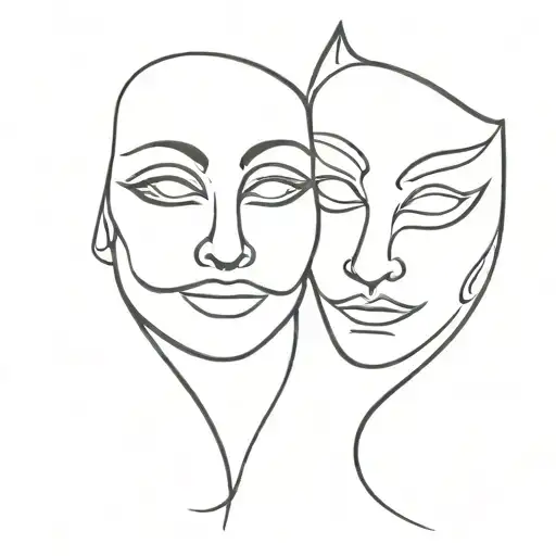 drama and tragedy masks tattoo design idea