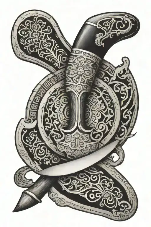 a tibetan mandala axe tattoo design idea