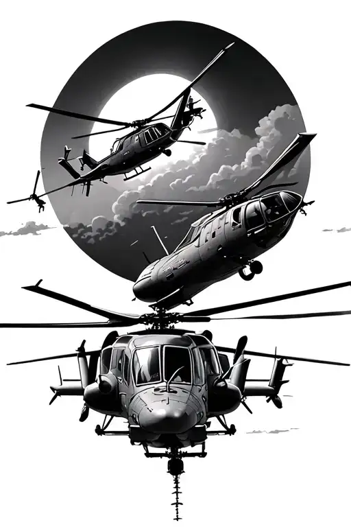 helicopters flying tattoo design idea