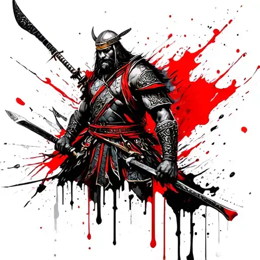 Viking and Irish European warriors mixed with samurai. lots of color tattoo design idea