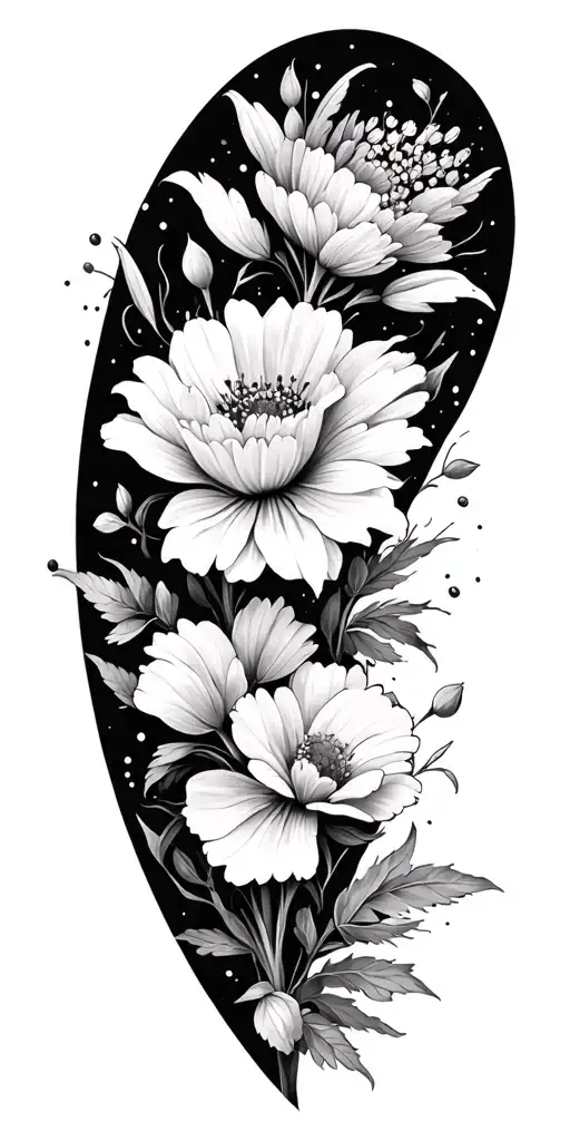 full sleeve birth flower growing January March May July November dainty feminine  tattoo design idea