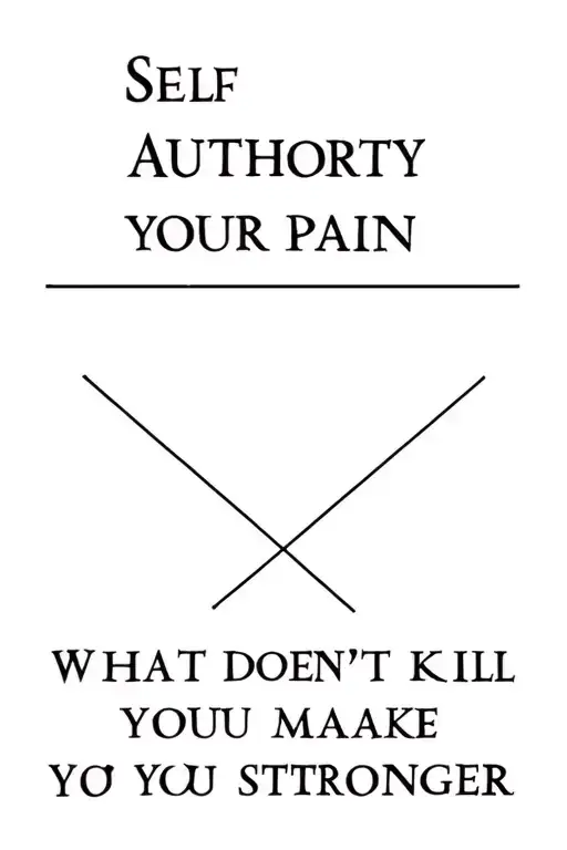 Self respect, authority, surpass your pain, what doesn't kill you make you stronger, individualism, revenge tattoo design idea